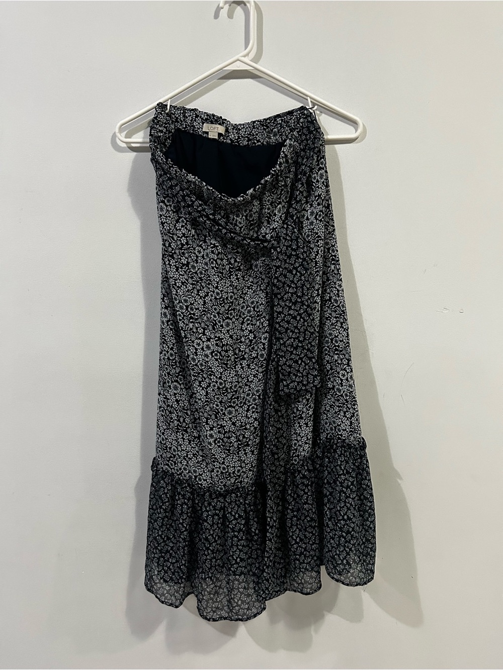LOFT Black and White Floral Maxi Skirt